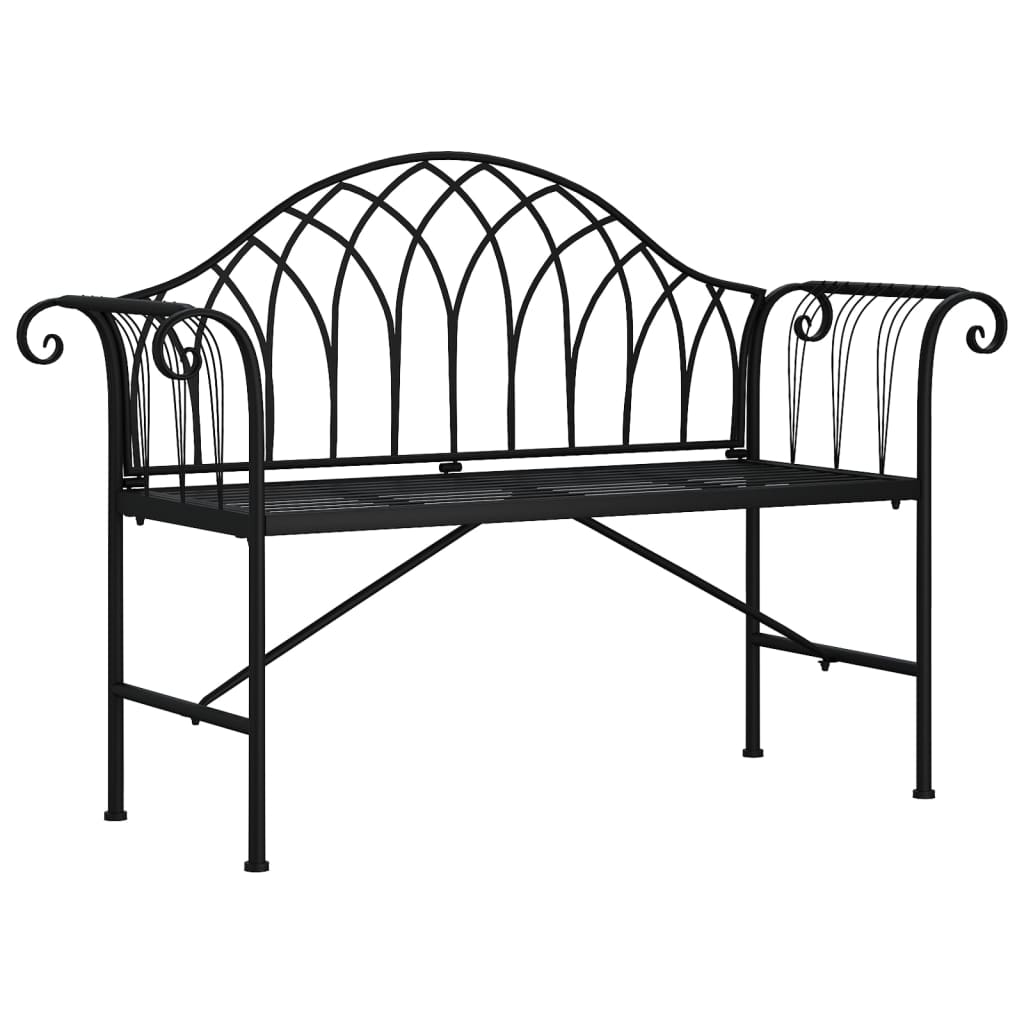 vidaXL Bancă de grădină cu 2 locuri, negru, 128 cm, oțel vidaXL Bancă de grădină cu 2 locuri, negru, 128 cm, oțel
