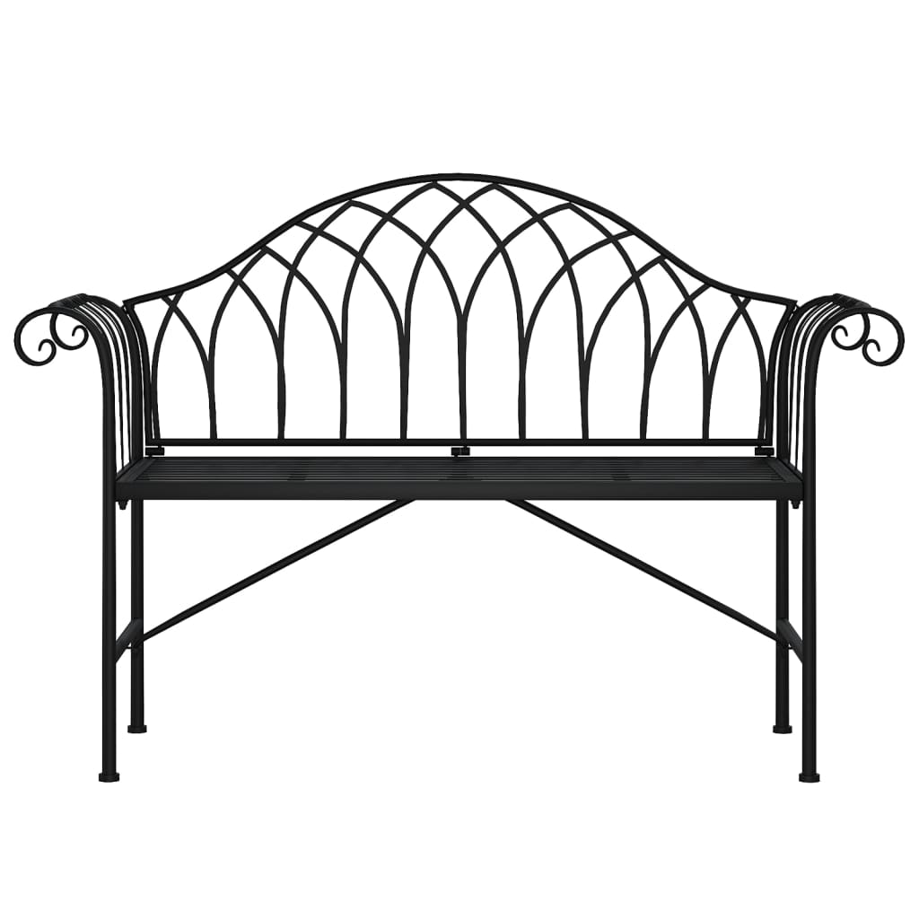 vidaXL Bancă de grădină cu 2 locuri, negru, 128 cm, oțel vidaXL Bancă de grădină cu 2 locuri, negru, 128 cm, oțel