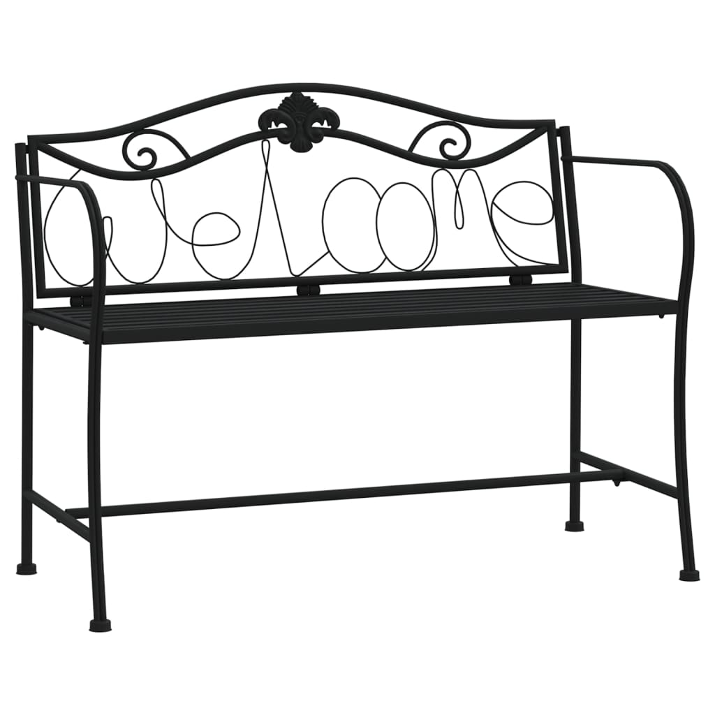 vidaXL Bancă de grădină cu 2 locuri, negru, 104 cm, oțel vidaXL Bancă de grădină cu 2 locuri, negru, 104 cm, oțel
