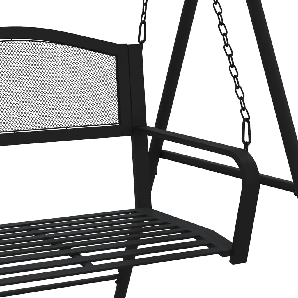 vidaXL Bancă balansoar, negru, 124 cm, oțel vidaXL Bancă balansoar, negru, 124 cm, oțel