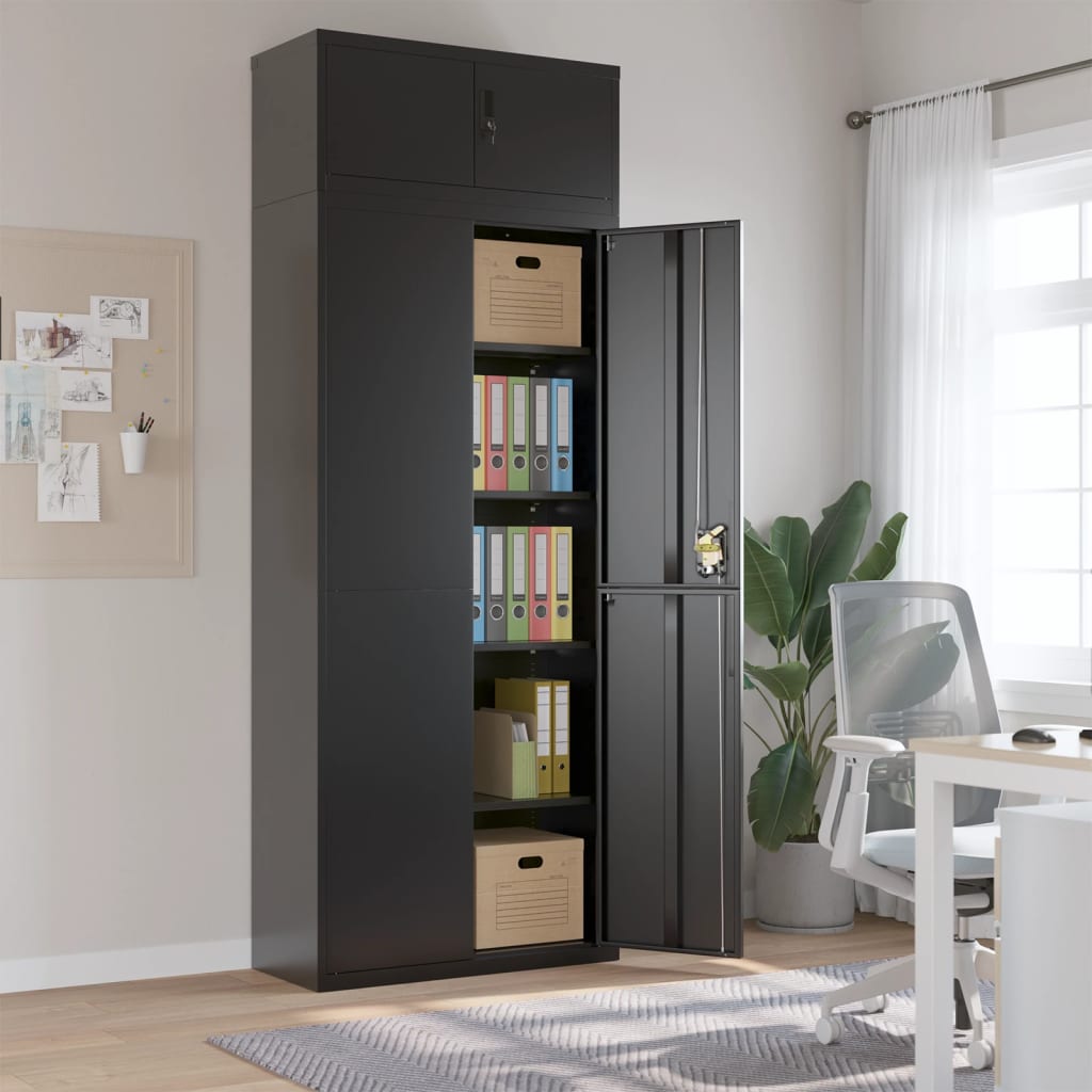 vidaXL Fișet, negru, 90x40x240 cm, oțel vidaXL Fișet, negru, 90x40x240 cm, oțel