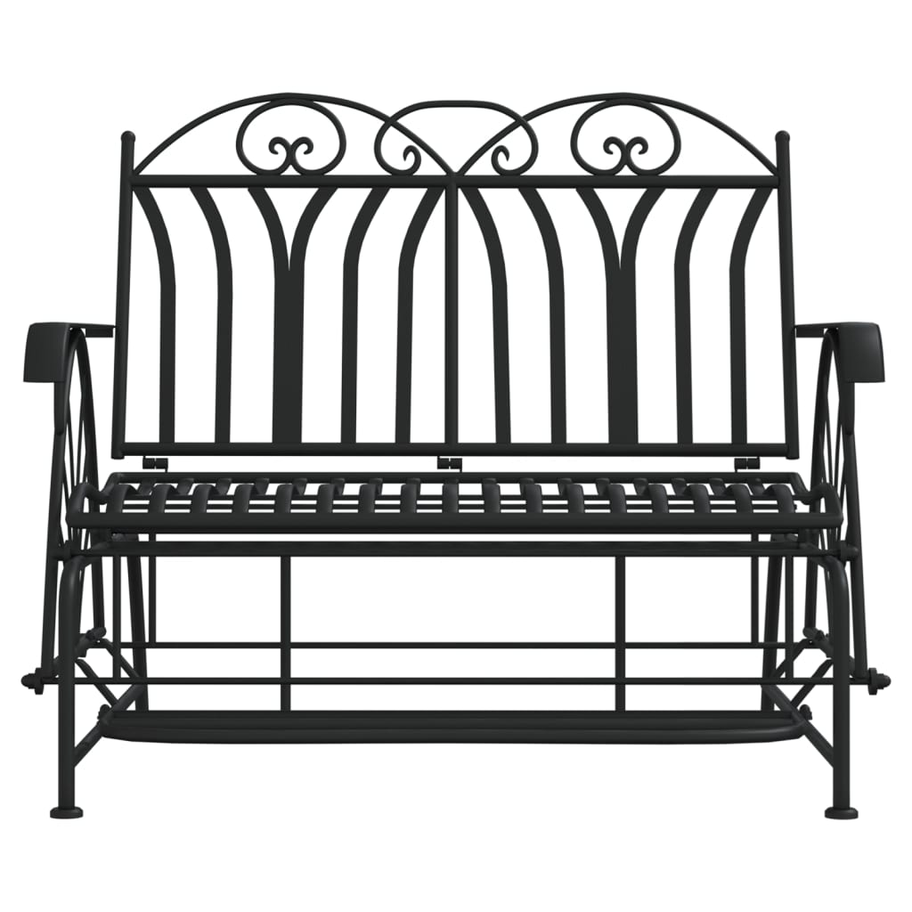 vidaXL Bancă glisantă cu 2 locuri, negru, 114 cm, oțel