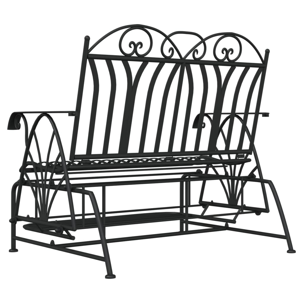 vidaXL Bancă glisantă cu 2 locuri, negru, 114 cm, oțel