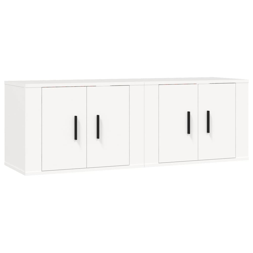 vidaXL Dulapuri TV montate pe perete, 2 buc., alb, 57x34,5x40 cm vidaXL Dulapuri TV montate pe perete, 2 buc., alb, 57x34,5x40 cm