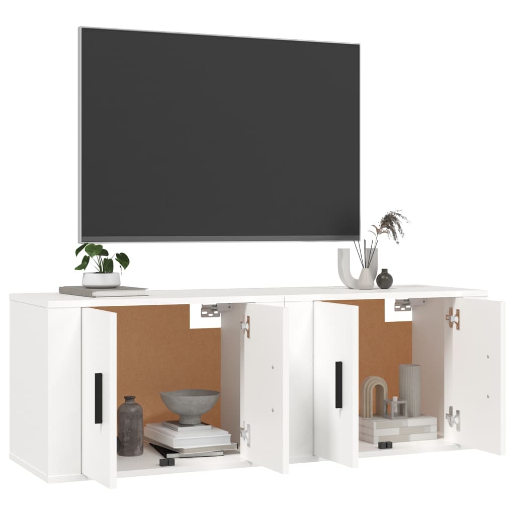vidaXL Dulapuri TV montate pe perete, 2 buc., alb, 57x34,5x40 cm vidaXL Dulapuri TV montate pe perete, 2 buc., alb, 57x34,5x40 cm
