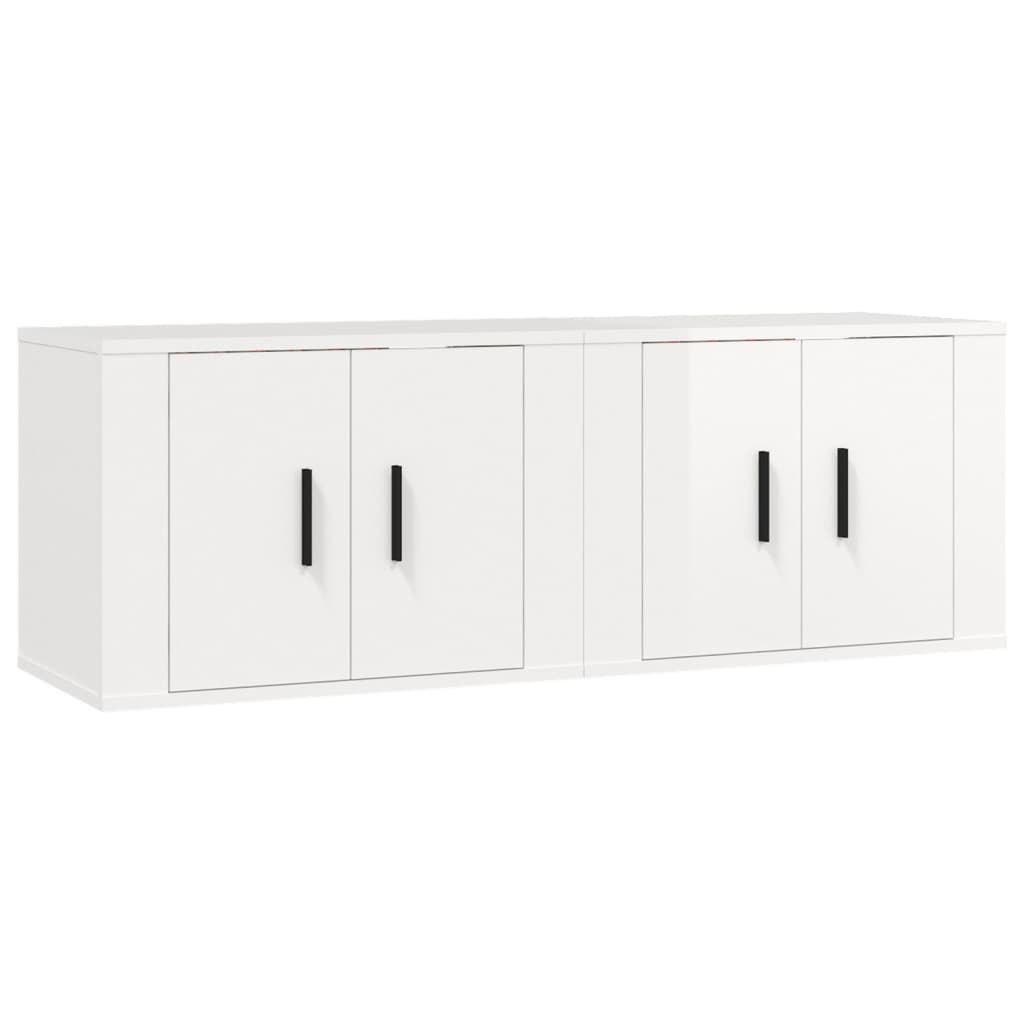 vidaXL Dulapuri TV montate perete 2 buc. alb extralucios 57x34,5x40 cm vidaXL Dulapuri TV montate perete 2 buc. alb extralucios 57x34,5x40 cm