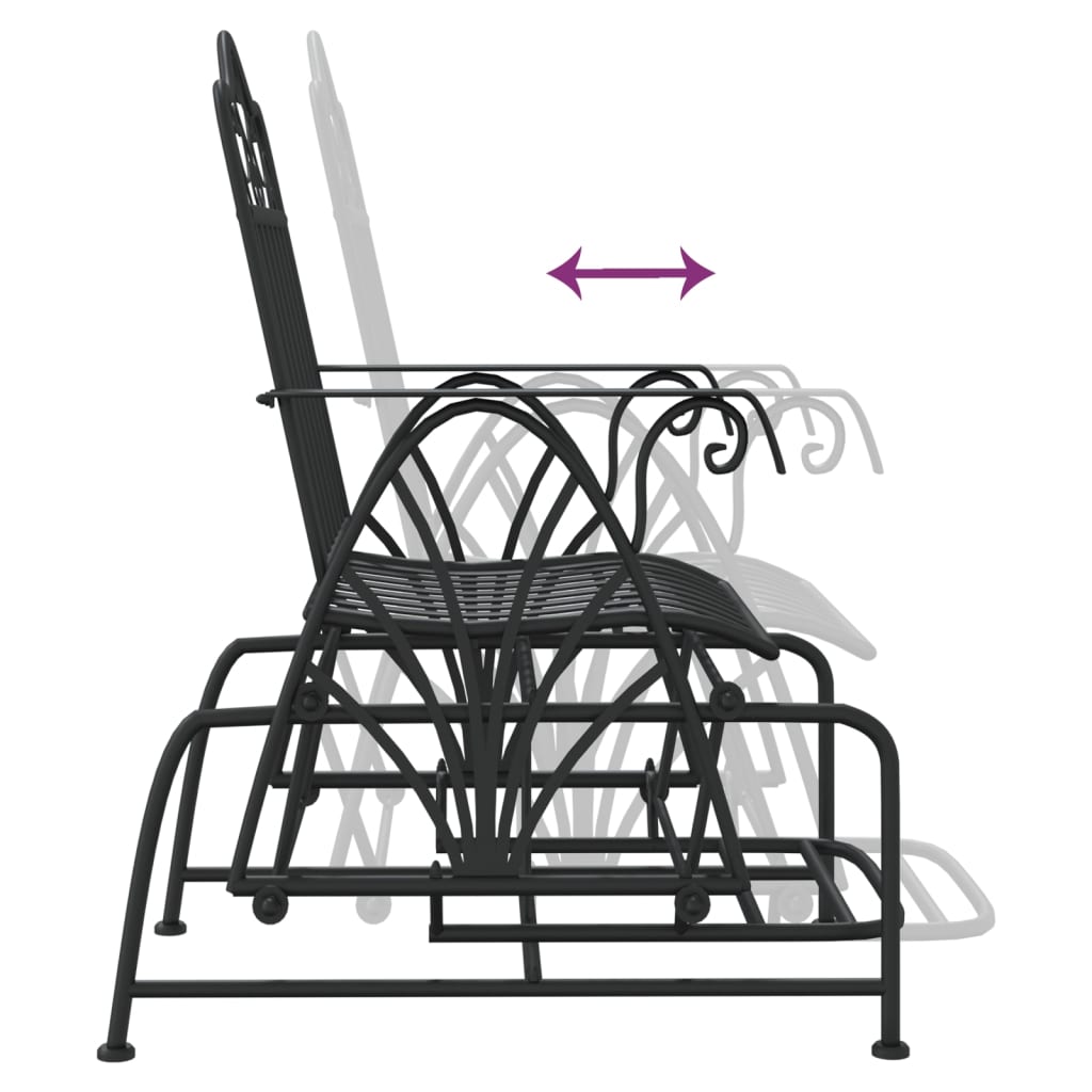 vidaXL Bancă glisantă, negru, 61 cm, oțel vidaXL Bancă glisantă, negru, 61 cm, oțel