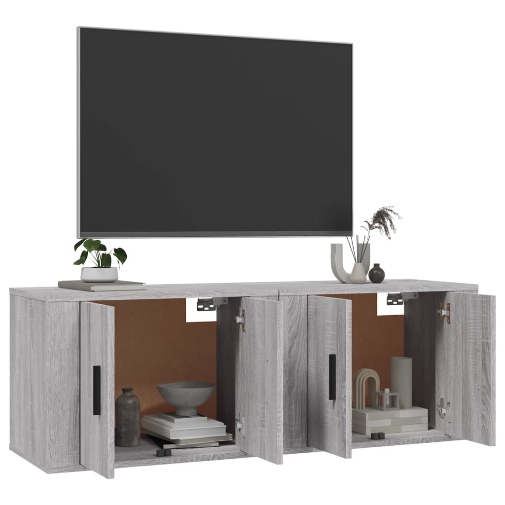 vidaXL Dulapuri TV montate pe perete, 2 buc., gri sonoma 57x34,5x40 cm vidaXL Dulapuri TV montate pe perete, 2 buc., gri sonoma 57x34,5x40 cm