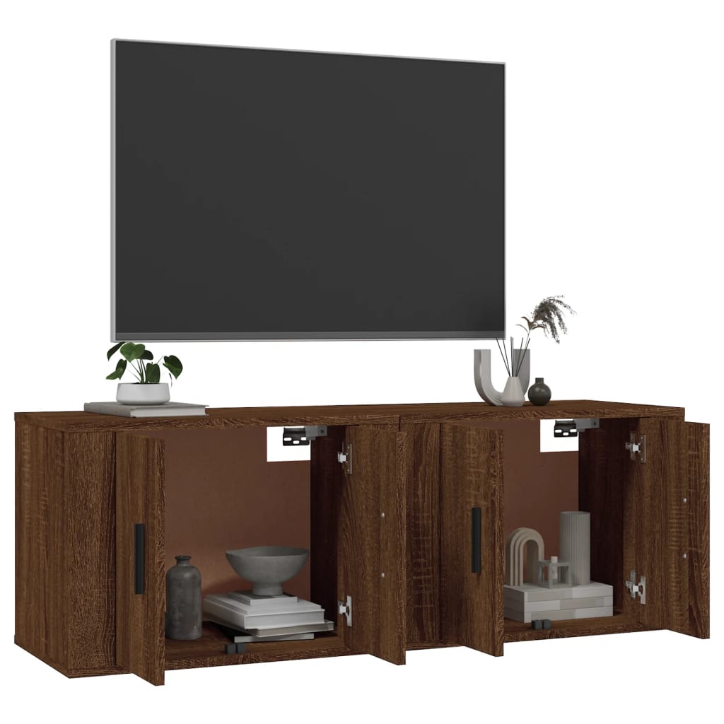 vidaXL Dulapuri TV de perete, 2 buc., stejar maro, 57x34,5x40 cm