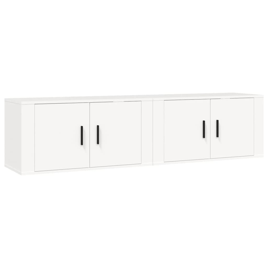 vidaXL Dulapuri TV montate pe perete, 2 buc., alb, 80x34,5x40 cm vidaXL Dulapuri TV montate pe perete, 2 buc., alb, 80x34,5x40 cm