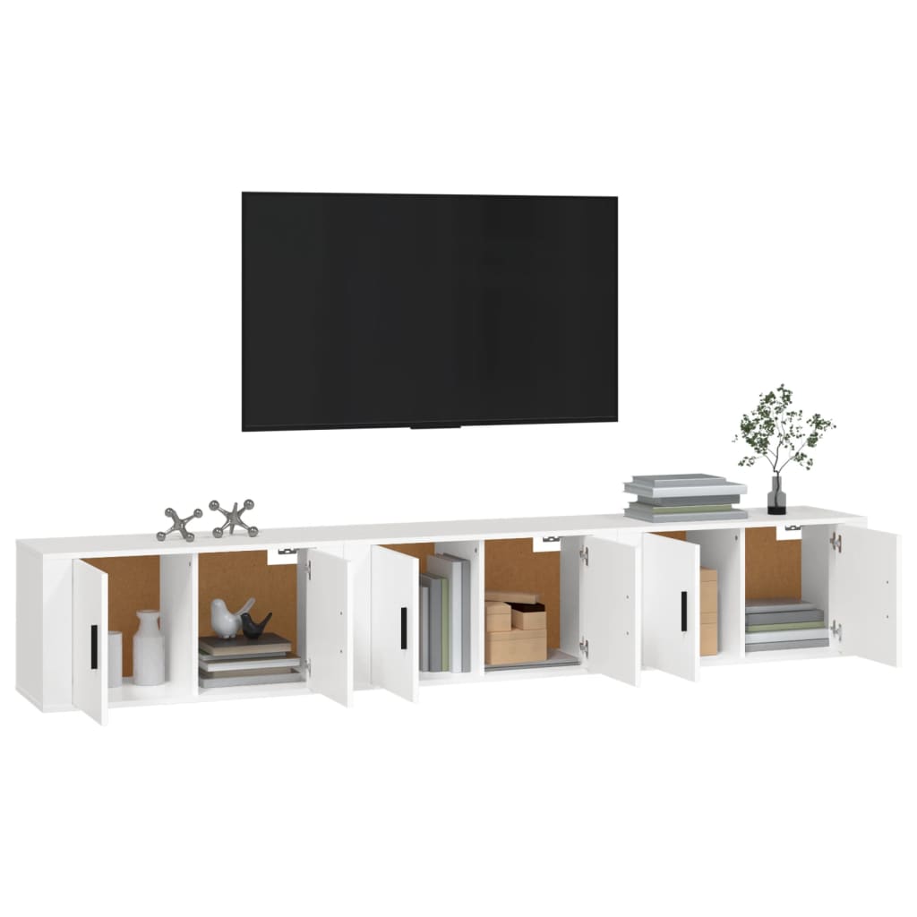 vidaXL Dulapuri TV montate pe perete, 3 buc., alb, 80x34,5x40 cm vidaXL Dulapuri TV montate pe perete, 3 buc., alb, 80x34,5x40 cm