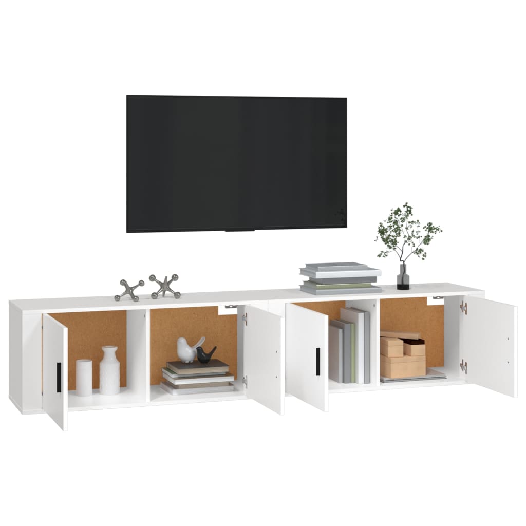 vidaXL Dulapuri TV montate pe perete, 2 buc., alb, 100x34,5x40 cm vidaXL Dulapuri TV montate pe perete, 2 buc., alb, 100x34,5x40 cm