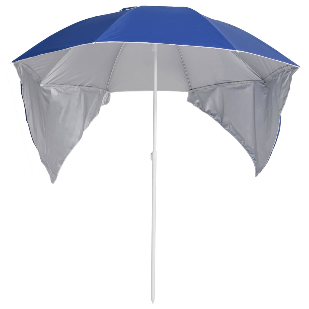vidaXL Umbrelă soare de plajă cu pereți laterali, albastru, 215 cm vidaXL Umbrelă soare de plajă cu pereți laterali, albastru, 215 cm