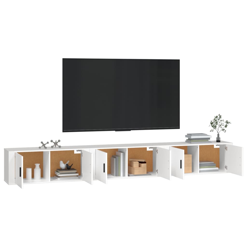 vidaXL Dulapuri TV montate pe perete, 3 buc., alb, 100x34,5x40 cm vidaXL Dulapuri TV montate pe perete, 3 buc., alb, 100x34,5x40 cm
