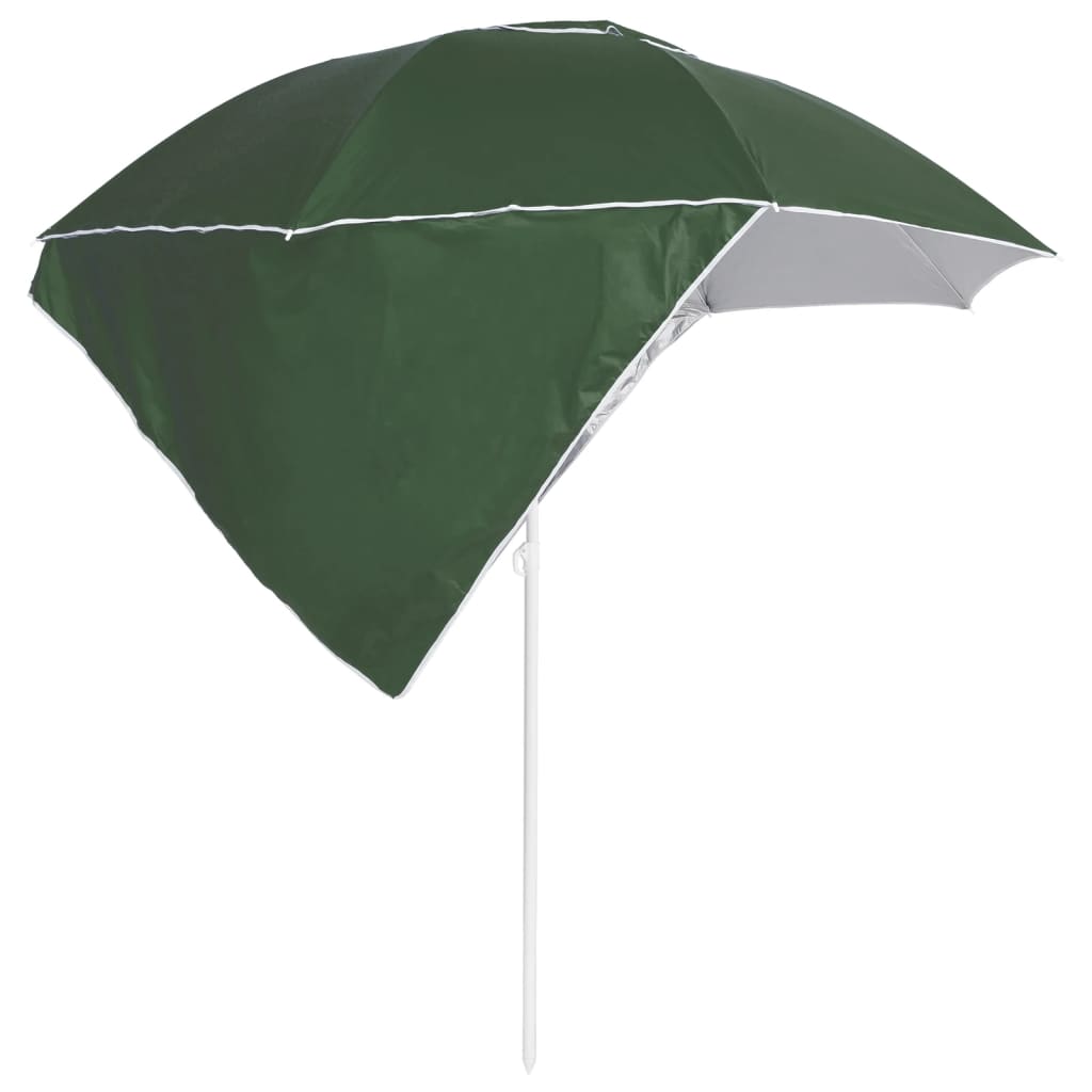 vidaXL Umbrelă soare de plajă cu pereți laterali, verde, 215 cm vidaXL Umbrelă soare de plajă cu pereți laterali, verde, 215 cm