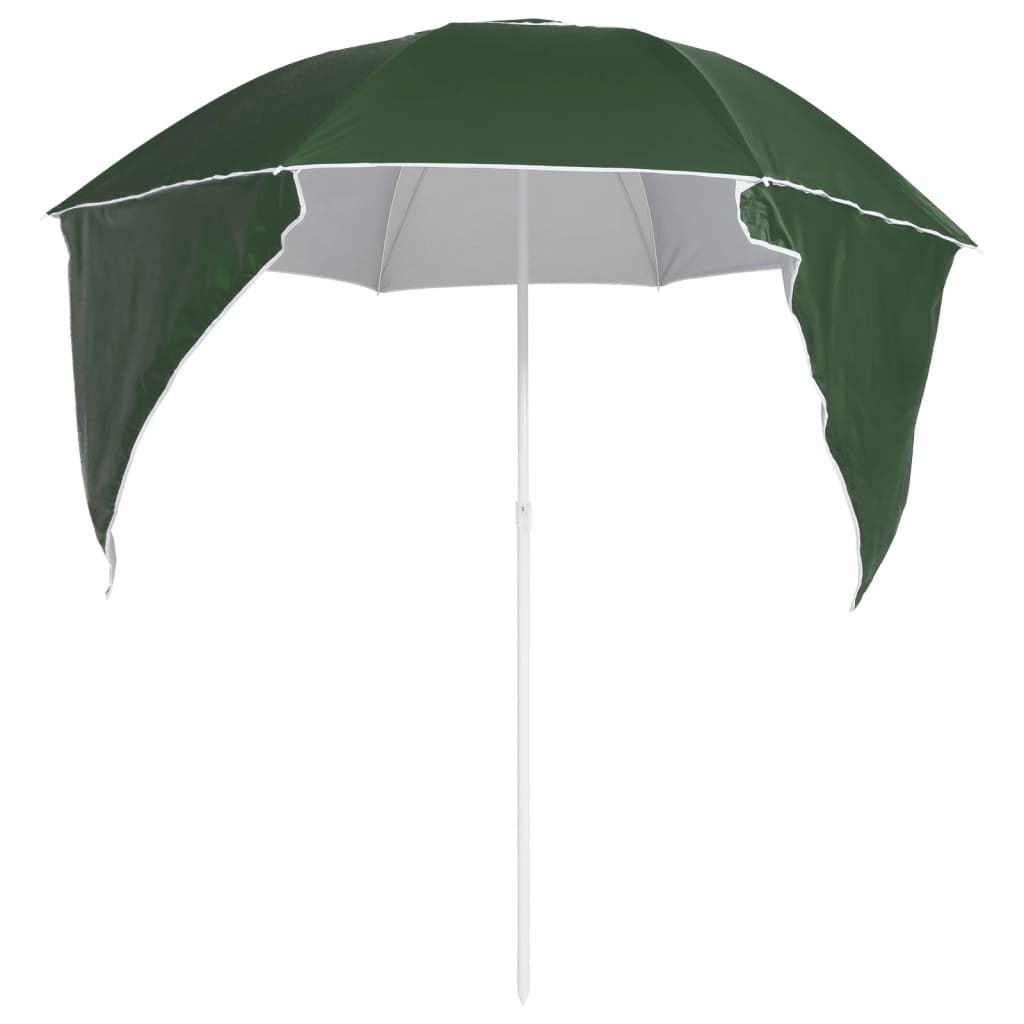 vidaXL Umbrelă soare de plajă cu pereți laterali, verde, 215 cm vidaXL Umbrelă soare de plajă cu pereți laterali, verde, 215 cm