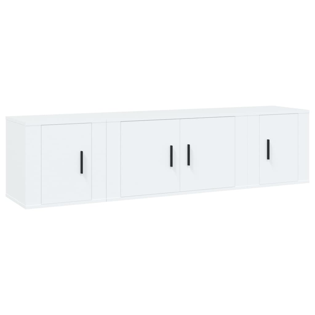 vidaXL Set comodă TV, 3 piese, alb, lemn prelucrat vidaXL Set comodă TV, 3 piese, alb, lemn prelucrat
