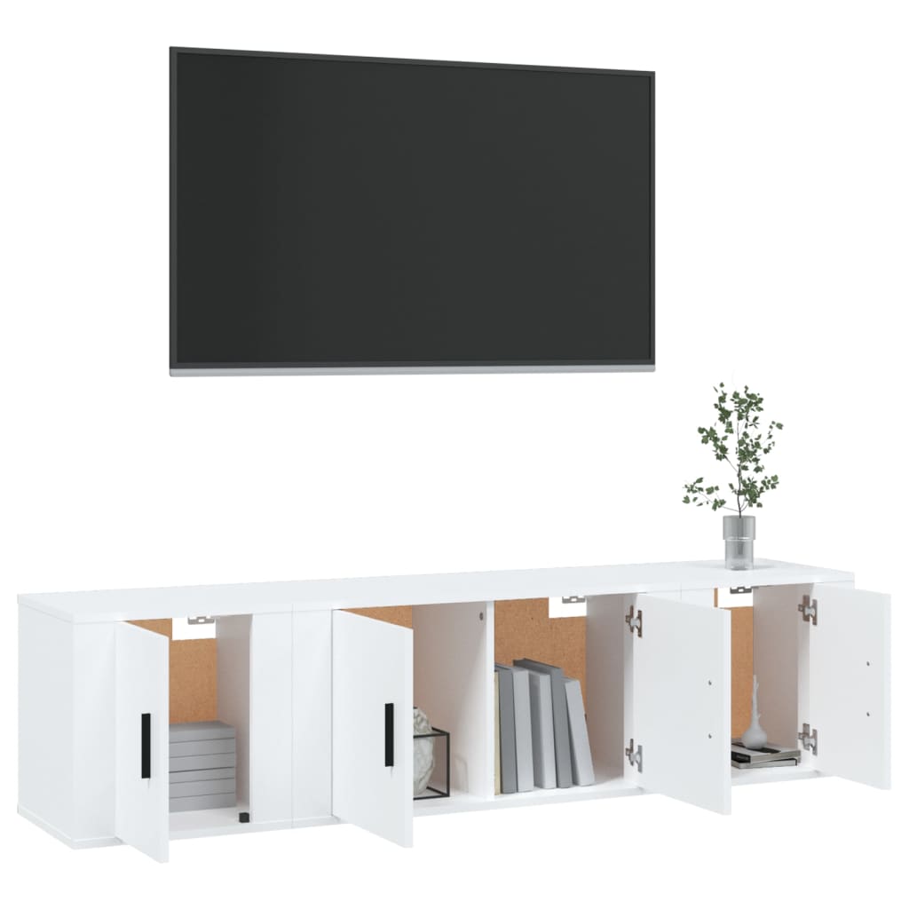 vidaXL Set comodă TV, 3 piese, alb, lemn prelucrat vidaXL Set comodă TV, 3 piese, alb, lemn prelucrat