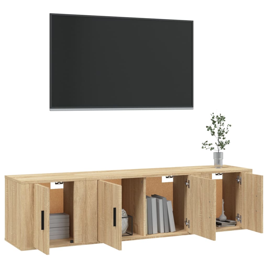 vidaXL Set dulap TV, 3 piese, stejar sonoma, lemn prelucrat vidaXL Set dulap TV, 3 piese, stejar sonoma, lemn prelucrat