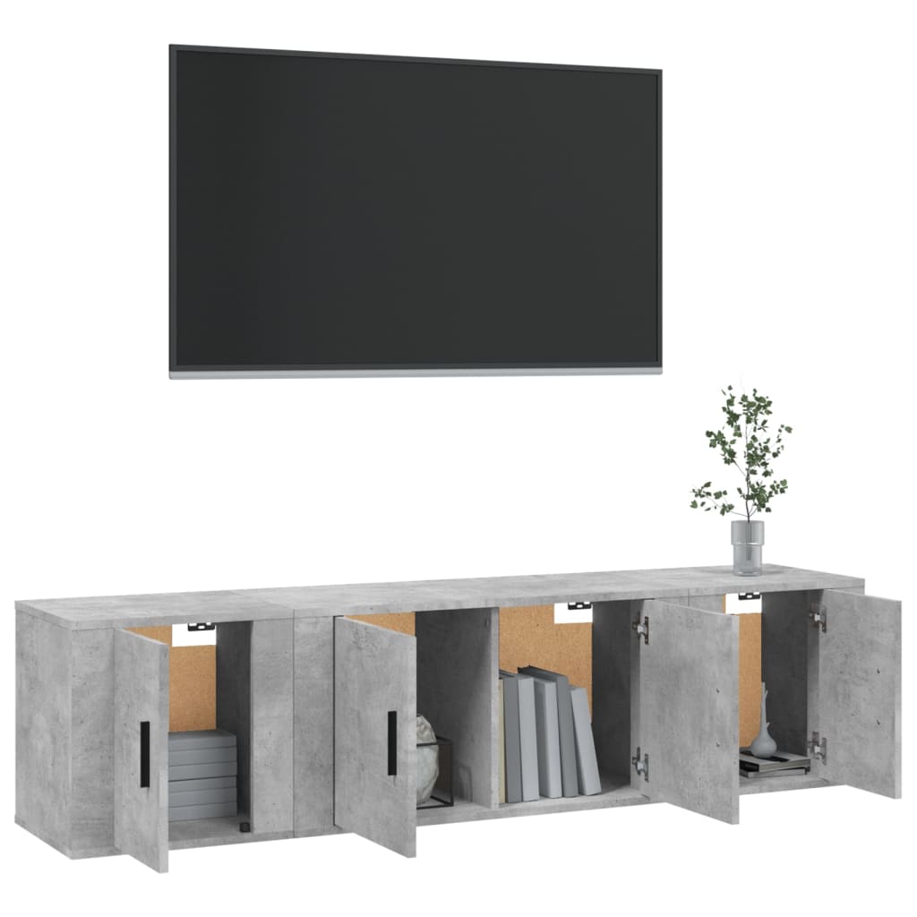 vidaXL Set dulapuri TV, 3 piese, gri beton, lemn prelucrat vidaXL Set dulapuri TV, 3 piese, gri beton, lemn prelucrat