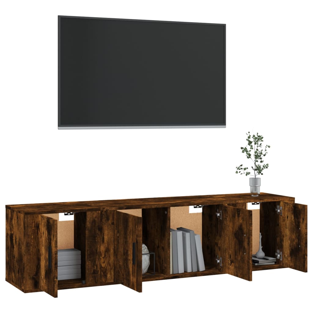 vidaXL Set dulapuri TV, 3 piese, stejar fumuriu, lemn prelucrat vidaXL Set dulapuri TV, 3 piese, stejar fumuriu, lemn prelucrat