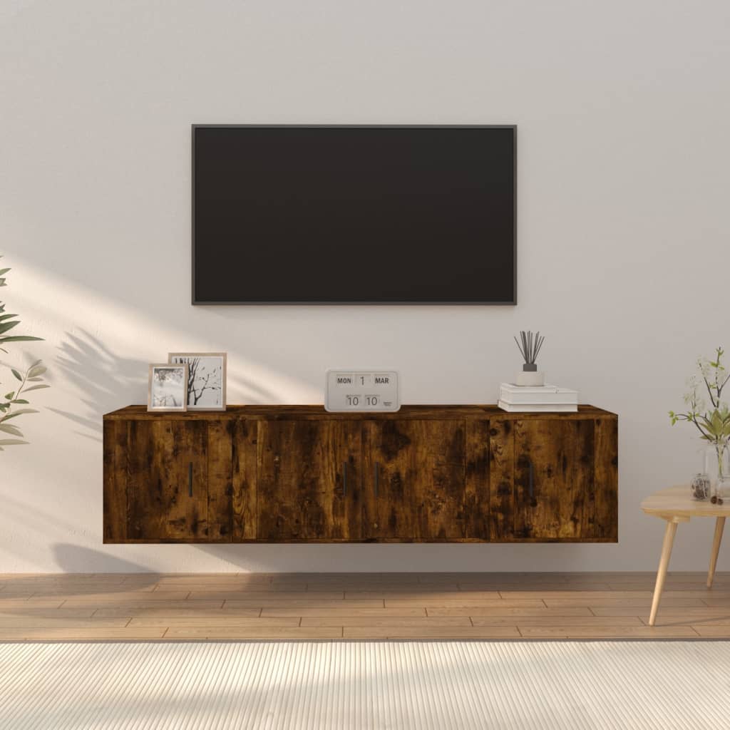 vidaXL Set dulapuri TV, 3 piese, stejar fumuriu, lemn prelucrat vidaXL Set dulapuri TV, 3 piese, stejar fumuriu, lemn prelucrat