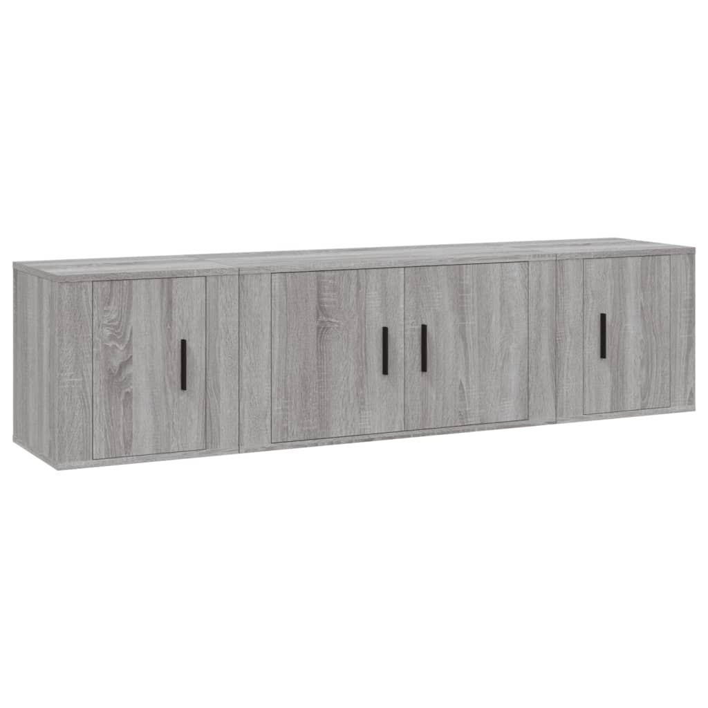 vidaXL Set dulap TV, 3 piese, gri sonoma, lemn prelucrat vidaXL Set dulap TV, 3 piese, gri sonoma, lemn prelucrat