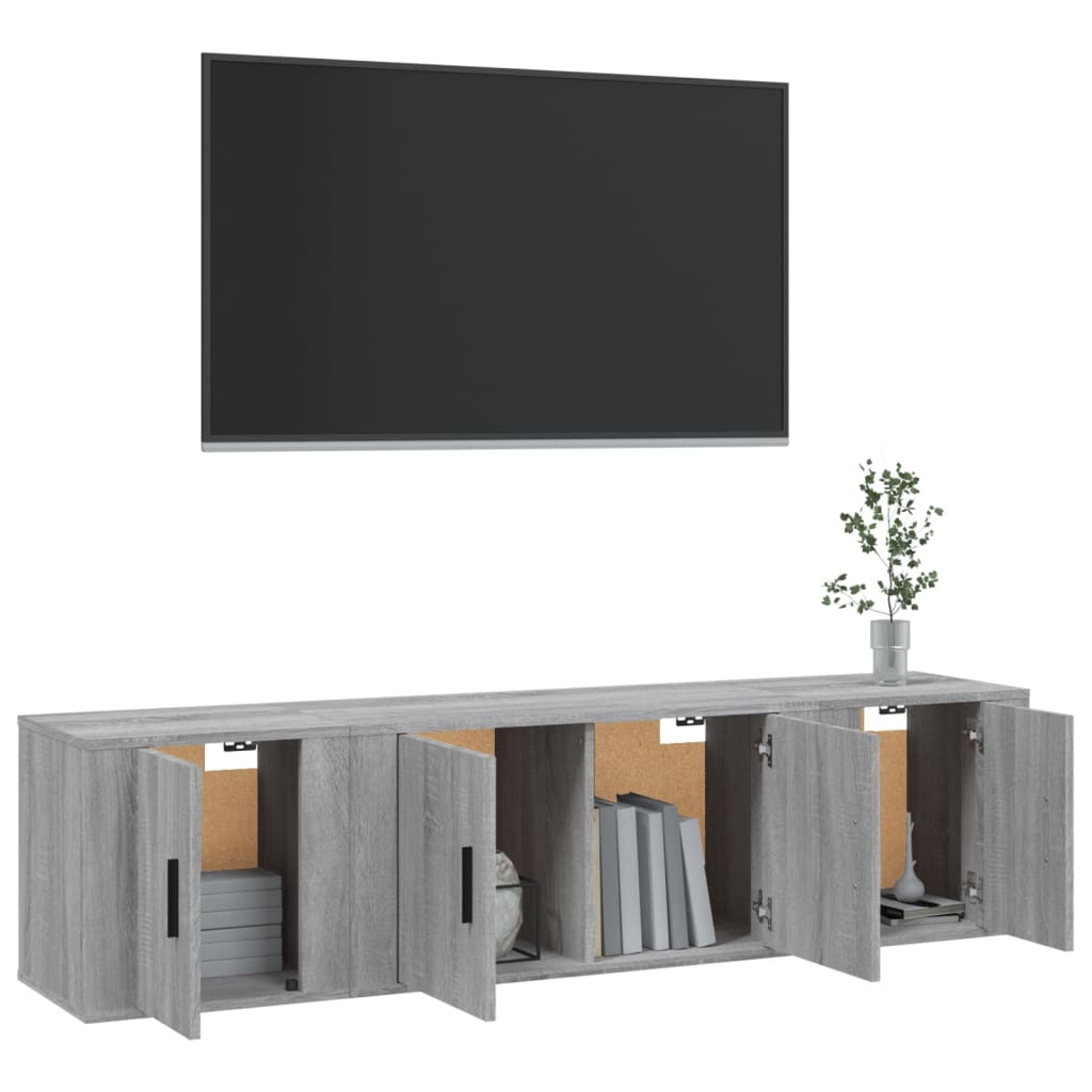 vidaXL Set dulap TV, 3 piese, gri sonoma, lemn prelucrat vidaXL Set dulap TV, 3 piese, gri sonoma, lemn prelucrat
