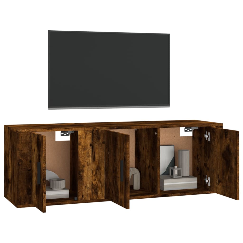 vidaXL Set dulapuri TV, 2 piese, stejar fumuriu, lemn prelucrat vidaXL Set dulapuri TV, 2 piese, stejar fumuriu, lemn prelucrat
