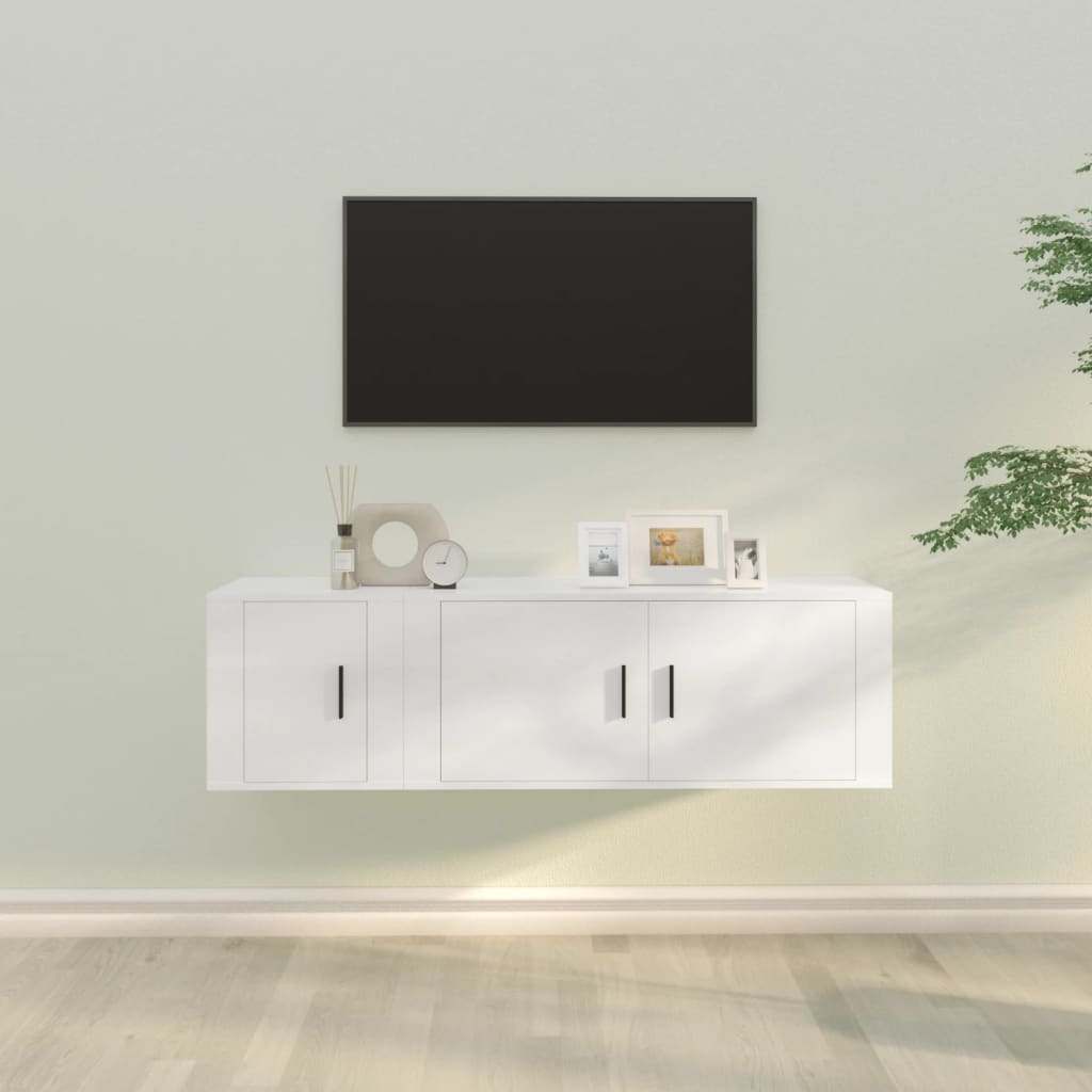 vidaXL Set dulap TV, 2 piese, alb, lemn prelucrat vidaXL Set dulap TV, 2 piese, alb, lemn prelucrat
