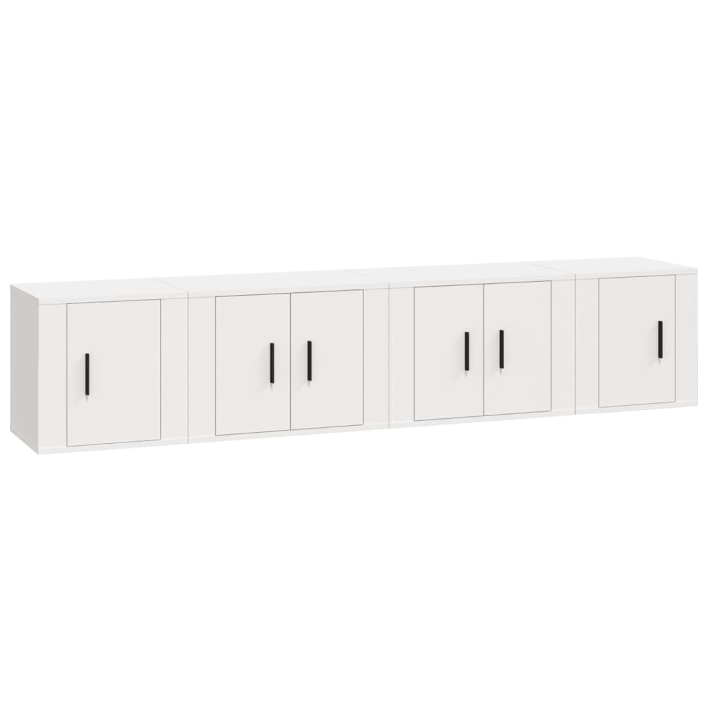 vidaXL Set dulap TV, 4 piese, alb, lemn prelucrat vidaXL Set dulap TV, 4 piese, alb, lemn prelucrat