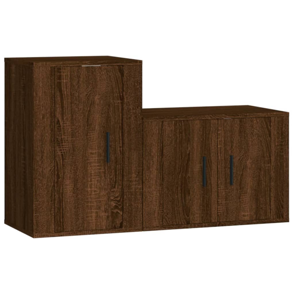 vidaXL Set dulapuri TV, 2 piese, stejar maro, lemn prelucrat vidaXL Set dulapuri TV, 2 piese, stejar maro, lemn prelucrat
