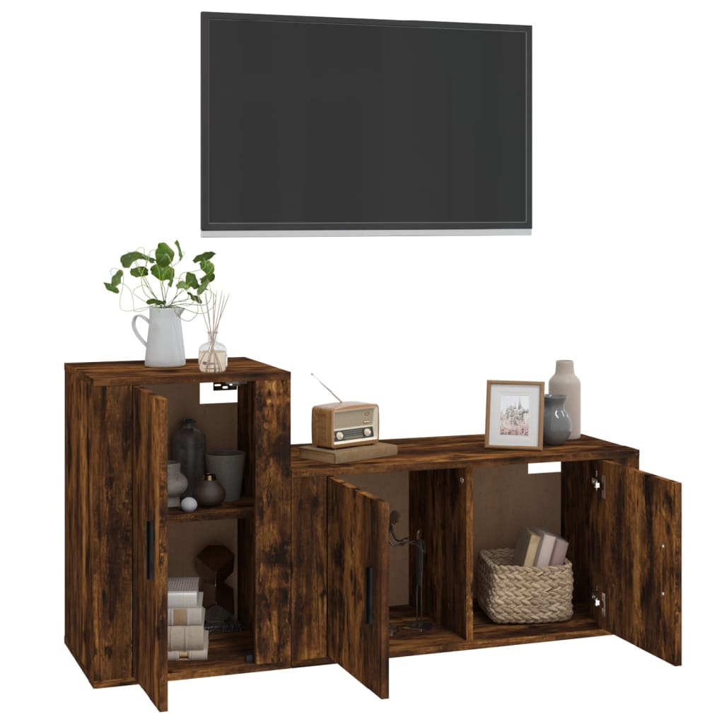 vidaXL Set dulapuri TV, 2 piese, stejar fumuriu, lemn prelucrat vidaXL Set dulapuri TV, 2 piese, stejar fumuriu, lemn prelucrat