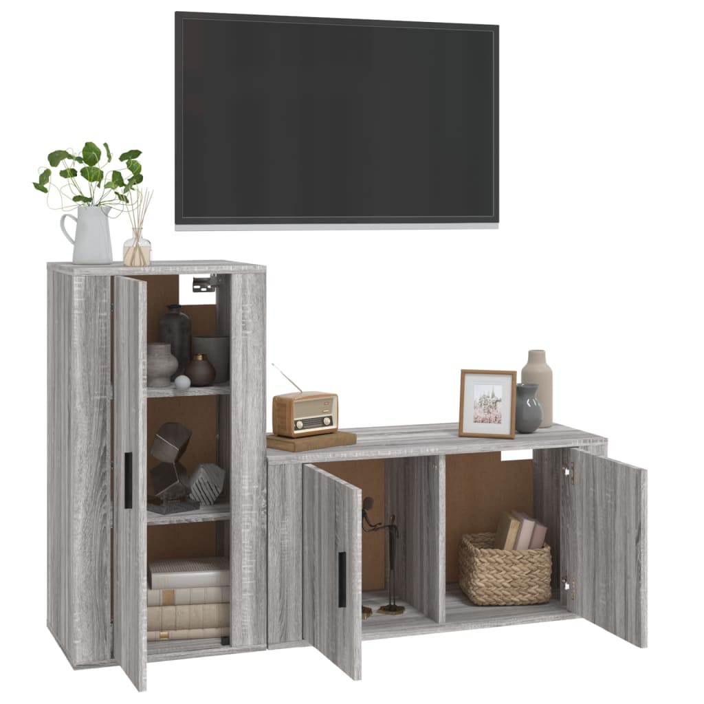 vidaXL Set dulapuri TV, 2 piese, gri sonoma, lemn prelucrat vidaXL Set dulapuri TV, 2 piese, gri sonoma, lemn prelucrat