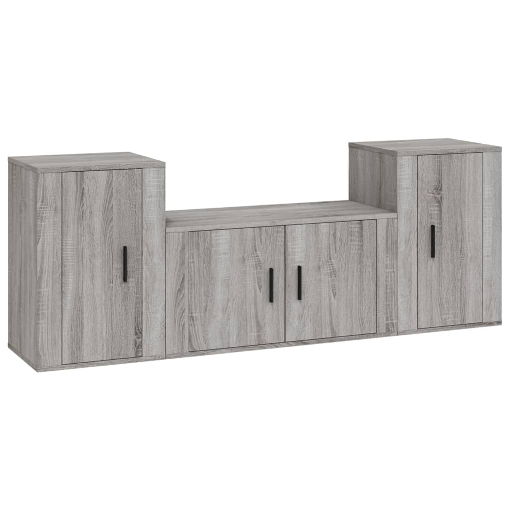 vidaXL Set dulap TV, 3 piese, gri sonoma, lemn prelucrat vidaXL Set dulap TV, 3 piese, gri sonoma, lemn prelucrat
