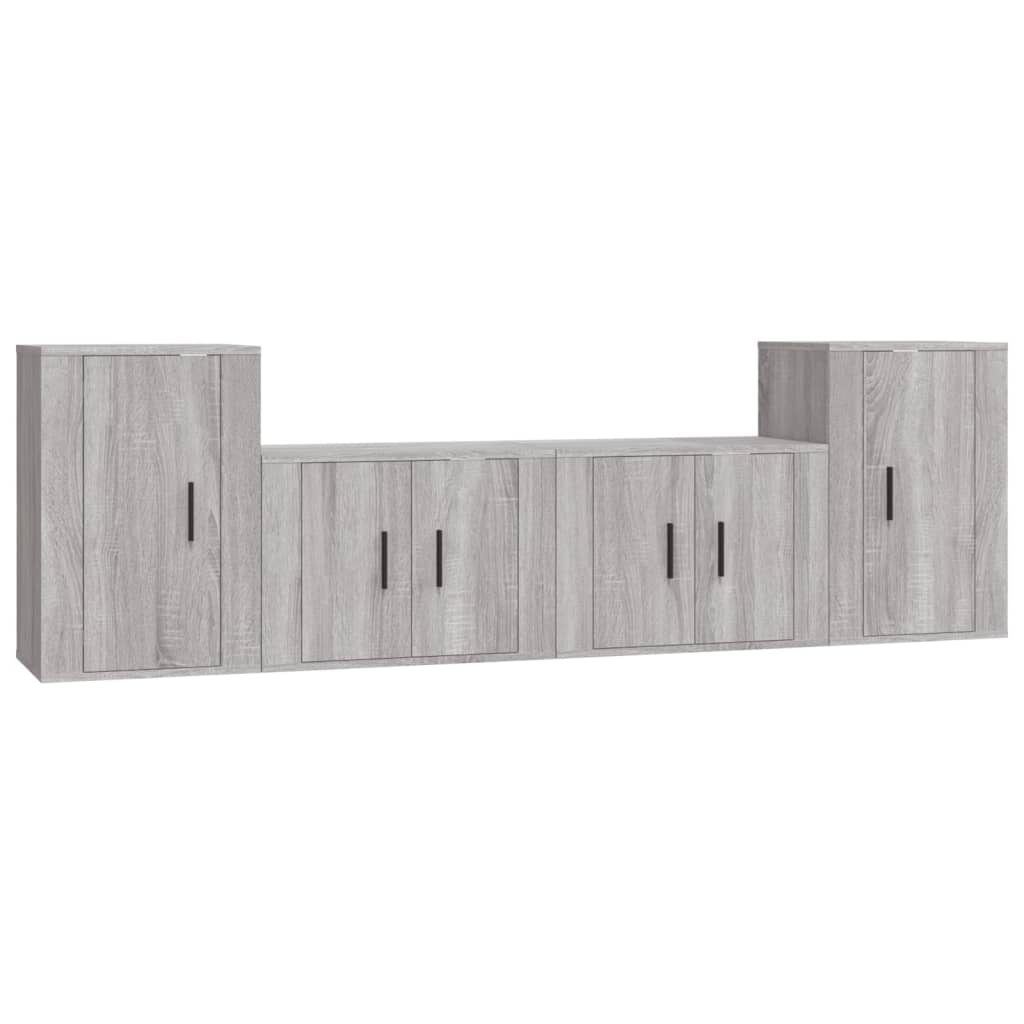 vidaXL Set dulapuri TV, 4 piese, gri sonoma, lemn prelucrat vidaXL Set dulapuri TV, 4 piese, gri sonoma, lemn prelucrat