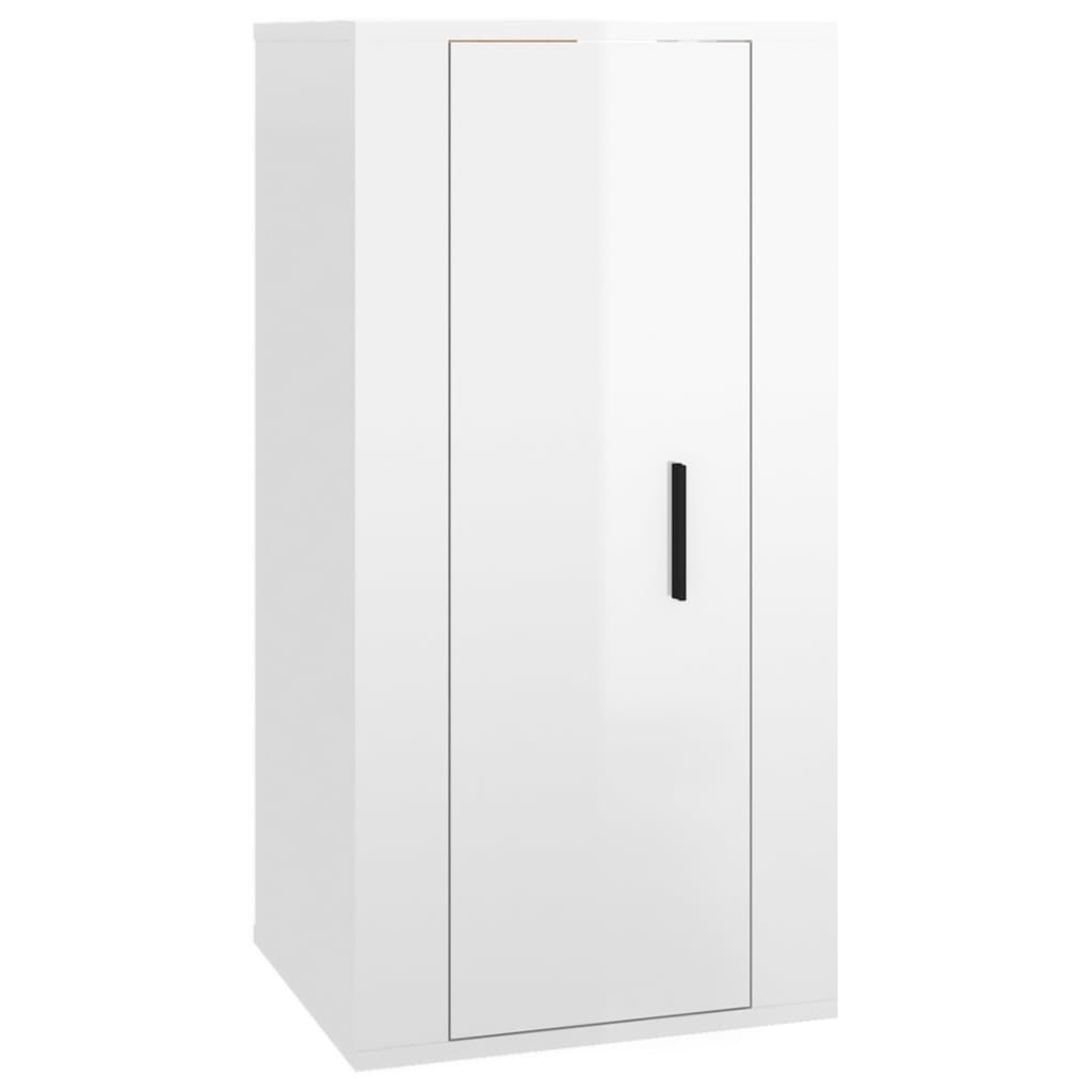 vidaXL Set dulap TV, 4 piese, alb extralucios, lemn prelucrat vidaXL Set dulap TV, 4 piese, alb extralucios, lemn prelucrat