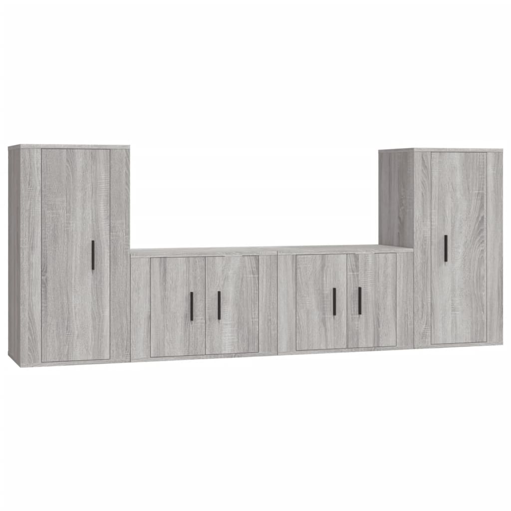 vidaXL Set dulapuri TV, 4 piese, gri sonoma, lemn prelucrat vidaXL Set dulapuri TV, 4 piese, gri sonoma, lemn prelucrat