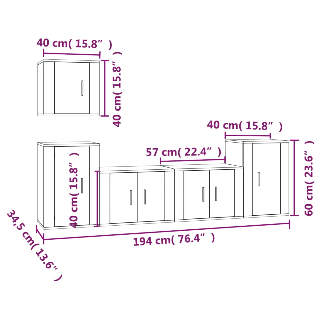 vidaXL Set dulap TV, 5 piese, alb extralucios, lemn prelucrat vidaXL Set dulap TV, 5 piese, alb extralucios, lemn prelucrat