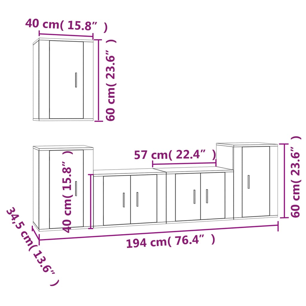 vidaXL Set dulapuri TV, 5 piese, stejar maro, lemn prelucrat vidaXL Set dulapuri TV, 5 piese, stejar maro, lemn prelucrat