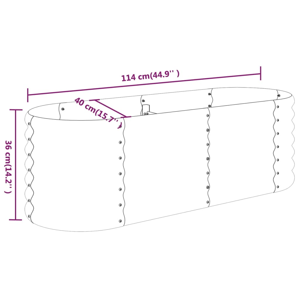 vidaXL Strat înălțat grădină 114x40x36 cm oțel vopsit electrostatic
