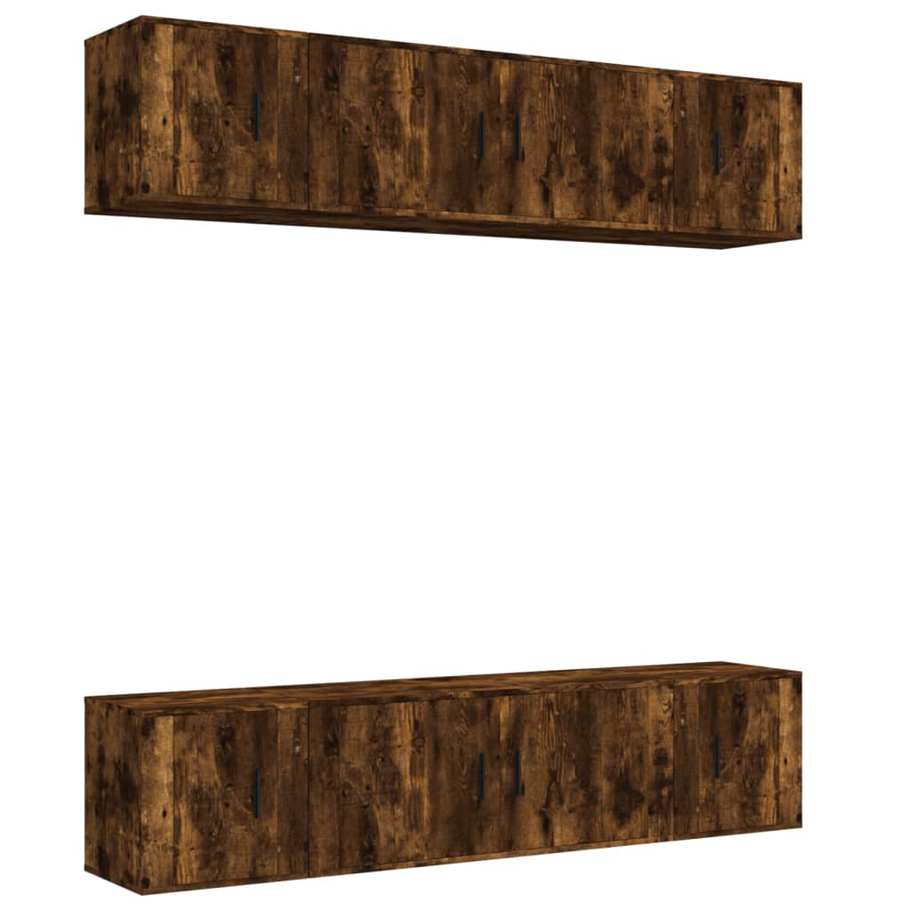 vidaXL Set dulapuri TV, 6 piese, stejar fumuriu, lemn prelucrat