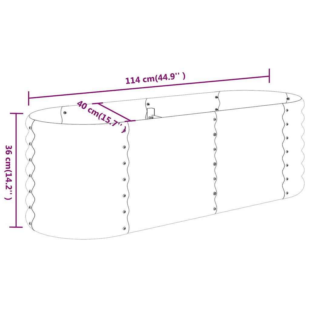 vidaXL Strat înălțat grădină 114x40x36 cm oțel vopsit electrostatic