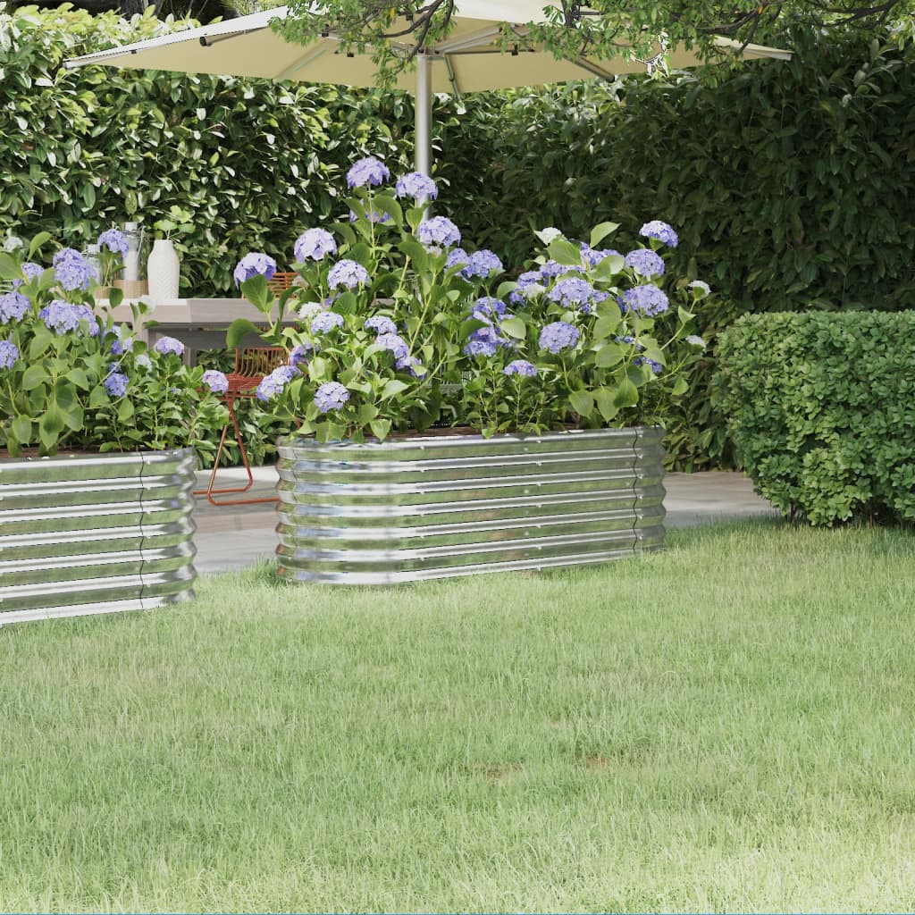 vidaXL Strat înălțat grădină 114x40x36 cm oțel galvanizat