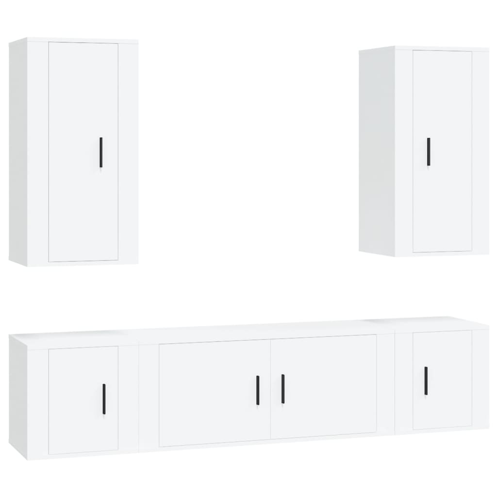 vidaXL Set dulap TV, 5 piese, alb, lemn prelucrat vidaXL Set dulap TV, 5 piese, alb, lemn prelucrat