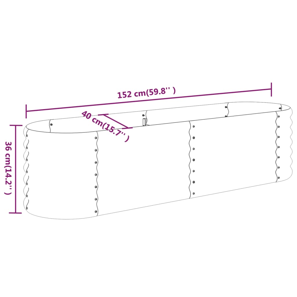 vidaXL Strat înălțat grădină gri 152x40x36cm oțel galvanizat