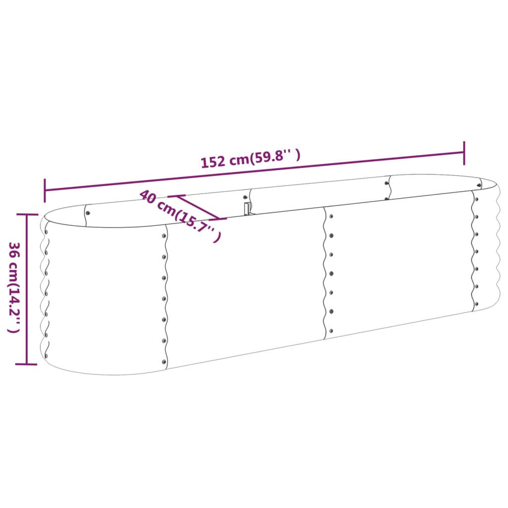 vidaXL Strat înălțat grădină 152x40x36 cm oțel galvanizat