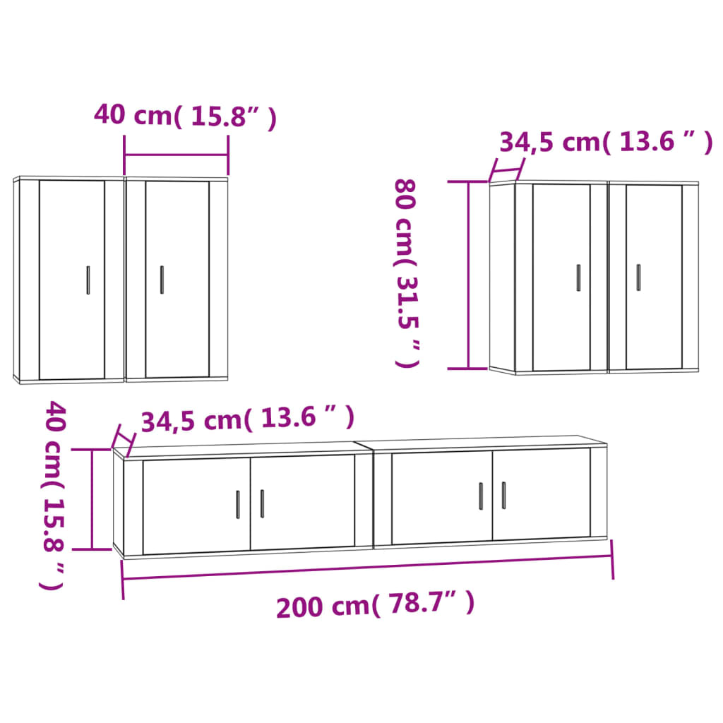 vidaXL Set dulap TV, 6 piese, alb, lemn prelucrat vidaXL Set dulap TV, 6 piese, alb, lemn prelucrat