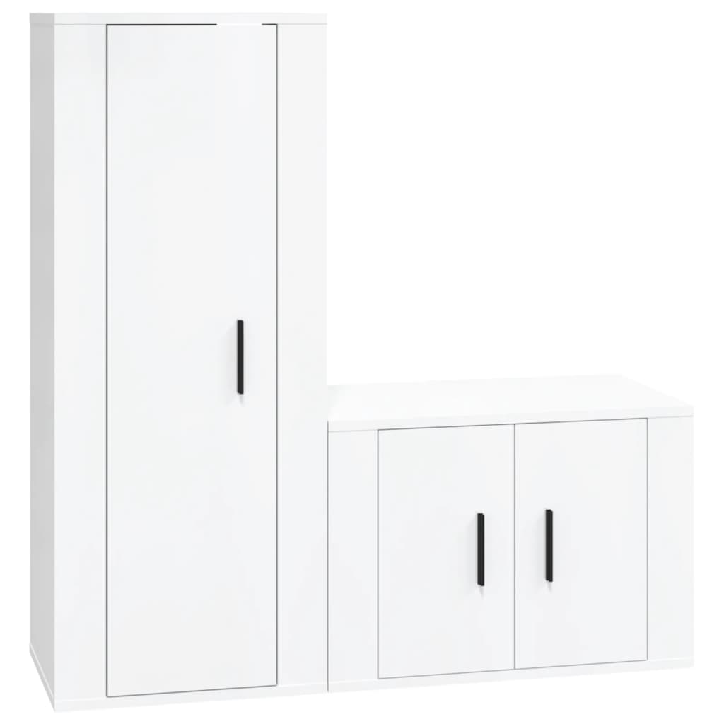 vidaXL Set dulap TV, 2 piese, alb extralucios, lemn prelucrat vidaXL Set dulap TV, 2 piese, alb extralucios, lemn prelucrat