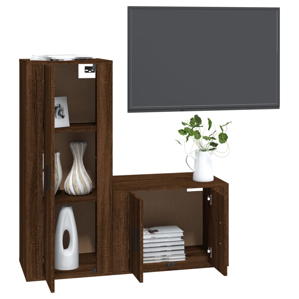 vidaXL Set dulapuri TV, 2 piese, stejar maro, lemn prelucrat vidaXL Set dulapuri TV, 2 piese, stejar maro, lemn prelucrat